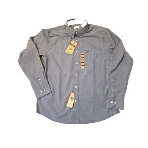 NWT Dockers Our Softest No Wrinkle Mens Blue Plaid Shirt Cotton Blend Large